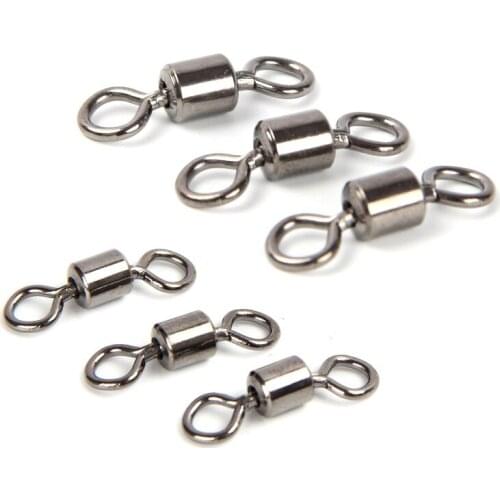 50PCS/Lot Fishing Swivels 1#-14# Fishhook Lure Link Connector Solid Rings Rolling Swivel for Carp Fishing Accessories