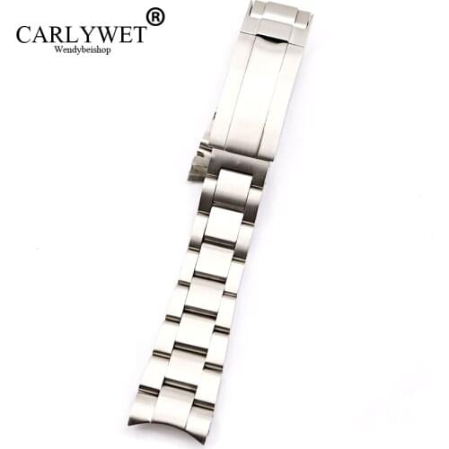 CARLYWET 20 21mm Solid Stainless Steel Screw Link Replacement Wrist Watch Band Bracelet Glide Flip Lock Clasp For Oyster Deepsea