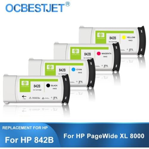 [Third Party Brand] For HP 842 842B Compatible Ink Cartridge With Full Pigment Ink For HP PageWide XL 8000 XL8000 Printer 775ML