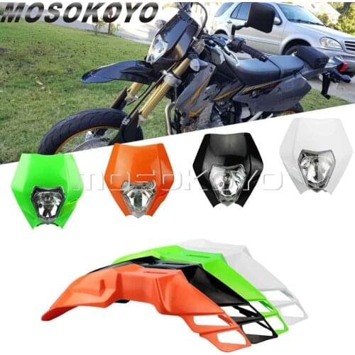 Universal Dirt Bike Motocross Headlight & Front Fender Mudguard Supermoto Head Lamp for EXC FE TC KLX CRF DRZ YZF WR YAMAHA