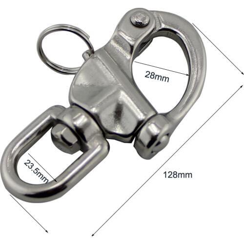 Snap Swivel Stainless Steel Shackle 128mm/ 5inch Length -Sailboat Hardware Silver