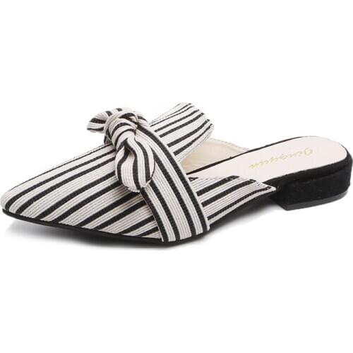 Womens shoes bow head fashion sexy shoes cusp comfortable thick heel non-slip outdoor slippers