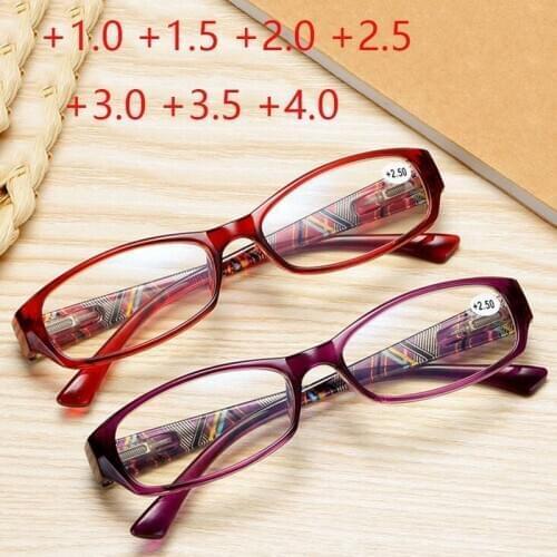 Purple And Red Pattern Anti-blue Light Women Reading Glasses Spring Hinges Frame Hyperopia Eyewear +1.0 +2.0 +2.5 +3.0 +3.5 +4.0