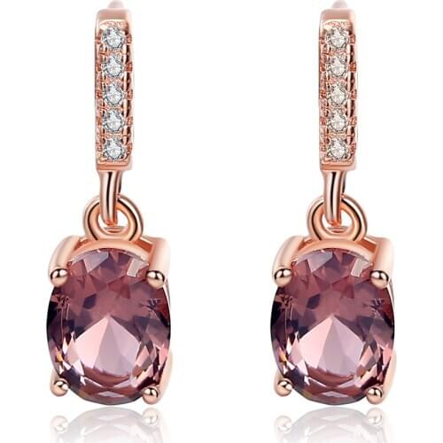 S925 Sterling Silver Inlaid with Beryl, Electroplated Rose Gold, Fashionable All-match Temperament Ladies Earrings