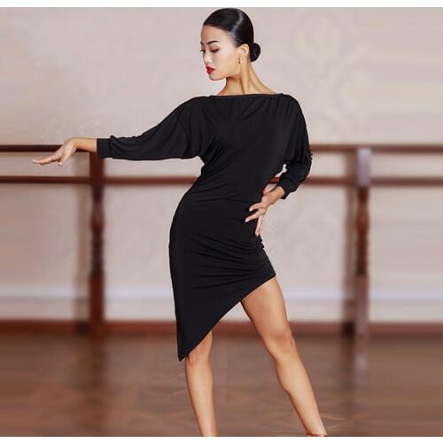 New Latin Adult Dance Dress Irregular Loose Long Sleeve Dance Clothes Salsa Dress Ladies Ballroom Competition Dresses DL5204