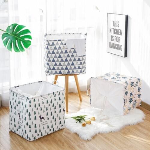 1pc Canvas Fabric Round Collapsible Laundry Basket Dirty clothing Storage box Kids Toy Organizer tool storage organizer