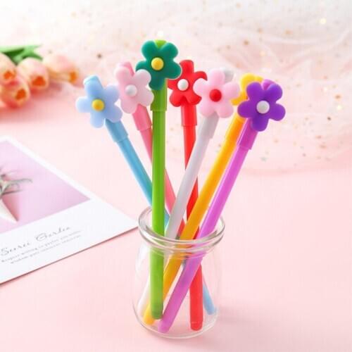 1pc Kawaii Small Flower Gel Pen 0.5mm Black Ink PenSchool Supplies Gel Ink Pen for School Stationery Office Supply