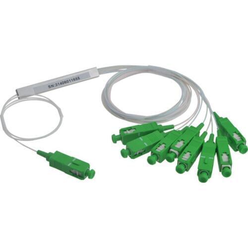 10pieces/lot 0.9mm Steel Tube 1x8 Mini SC/APC Fiber Optic PLC Splitter