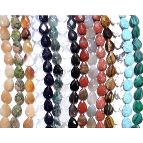 13*18mm natuursteen Rozenkwarts agaat Opaal Facet water drop spacer kralen voor Diy Sieraden Maken Armband ketting 12stks/parti