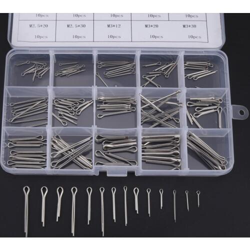 150Pcs 304 Stainless Steel Cotter Pins Split-Cotter Pins 15 Kinds Fastening Pins M1-M3