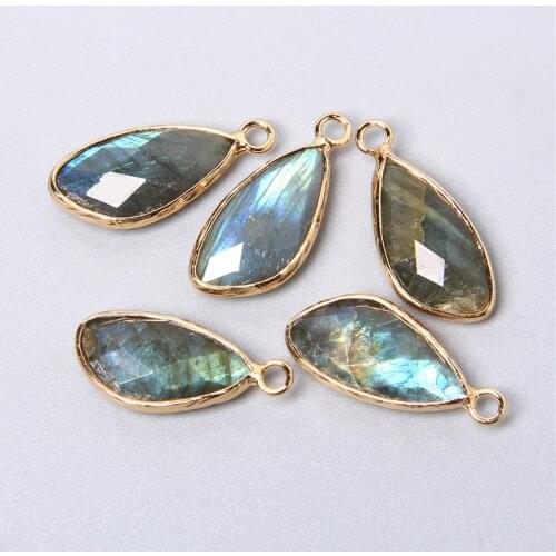 2pcs Natural Rose Clear Pink Quartz Labradorite Amethysts Stone Charm Pendant for Necklaces Earrings Jewelry Making Accessories