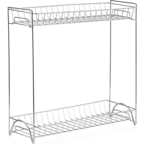 2-Tier Spice Rack Standing Rack Kitchen Bathroom Countertop Storage Organizer Bottle Shelf Holder Chrome