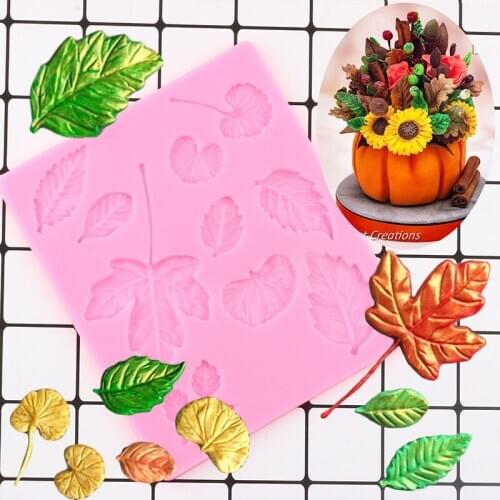 3D Leaves Cupcake Topper Fondant Mould Cake Border Silicone Mold Cake Decorating Tools DIY Candy Clay Chocolate Gumpaste Molds