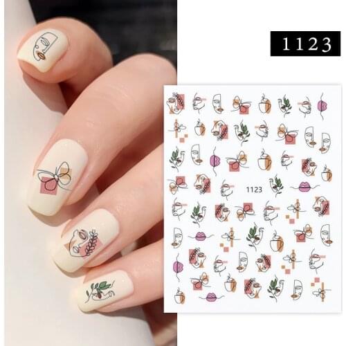 Hot Sale 3D Nail Sticker Lady Face Geometric Stickers for Nails Abstract Image Design Nails Accessories Manicure Stickers