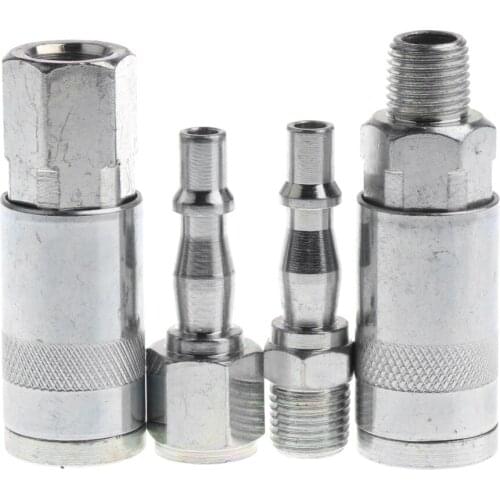 4 Pieces Pneumatic Air Quick Connector Kit Coupling Adapter Threaded Coupler