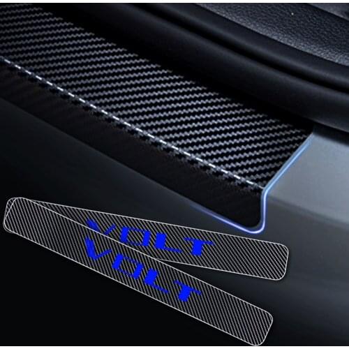 Car Door Sill Scuff Plate For Chevrolet Volt Reflective 4D Carbon Fiber Sticker Welcome Pedal Threshold Auto Accessories 4Pcs