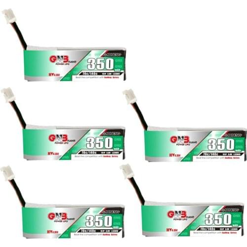 5PCS GAONENG 350mAh 1S 3.8V 70C HV 4.35V Lipo Battery PH2.0 Plug for M80S TINY6 Tiny7 Beta75S for Emax Tinyhawk FPV RC Drone