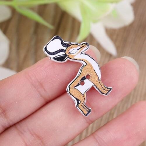 50Pcs Sika Deer Wooden Buttons 2 Holes Scrapbooking Crafts DIY Baby Children Clothing Sewing Accessories E56C