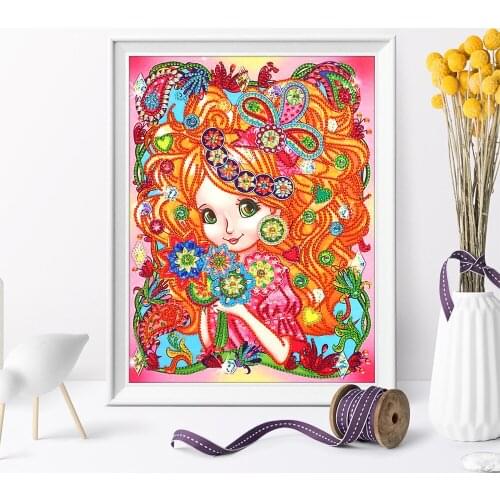 Big Eyed Doll Partial Special Shaped Diamond Painting Mosaic Creative Cartoon Series Home Decoration Painting Gift Box 30x40