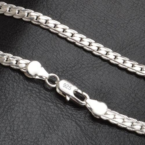 New Arrivals Women 5MM Full Necklace N925 Sterling Silver color Fashion Jewelry Women Men Link Chain Necklace