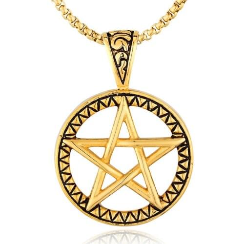 Five-pointed star Pendant Necklace Stainless Steel Fashion Hiphop gold silver color Men and Women Disco Rap Jewelry Rock Band