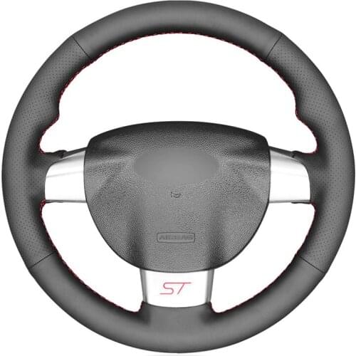 Black Artificial Leather No-slip Car Steering Wheel Cover for Ford Focus ST 2005 2006 2007-2012 Focus RS 2009 2010-2011