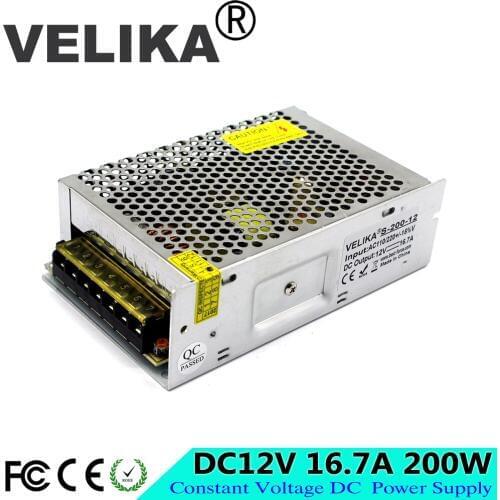 DC12V Power Supply 16.7A 200W Switch Power Adapter Driver Transformers 220V 110V AC to DC 12V SMPS For Led Light Lamp 3D Printer