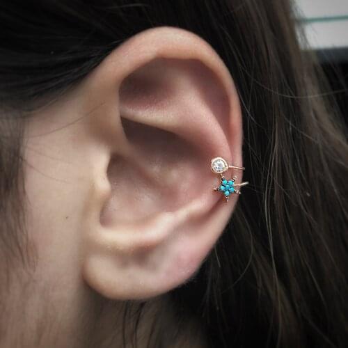 Cartilage Earrings Rose Plated 925 Sterling Silver Adjustable Ear Women Young Adult Fashion Jewelry Gift Girls Trend