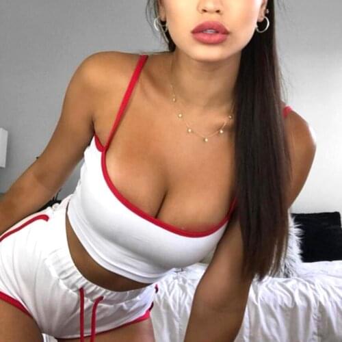 Short Sets Women Leisure elegance Sporty Tracksuit Spaghetti Straps Cropped Camisole Drawstring Micro Shorts Womens Clothing