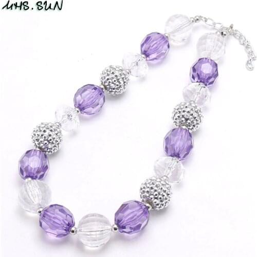 MHS.SUN Adorable Kids Girls Beads Chunky Necklace Handmade Chunky Bubblegum Necklace For Child Baby Party Gift Chunky Jewelry