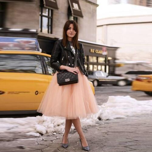 Sweet Chic Soft Peach Color Tutu Skirt 5 Layers And 1 Lining Fashion Tulle Skirts For Pretty Lady Tea Length Women Clothing