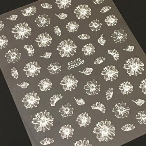Newest CC-013 transparent flower design 3d nail sticker art back glue nail decal stamping template DIY nail decoration tips