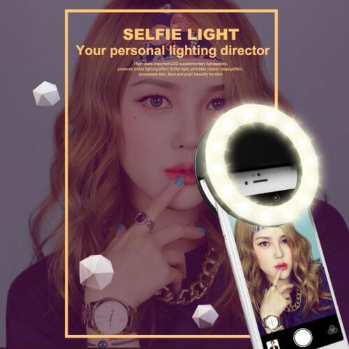 New Fashion Rechargeable selfie ring light Clip LED selfie flash light adjustable lamp selife fill-light RK14 for Smart phone