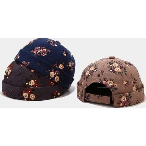 New Flower Curling Dome Melon Cap Womens Personality Street Trend Hip-hop Loop Beanie Hat Joker Unisex-teens Pumpkin Docker Cap