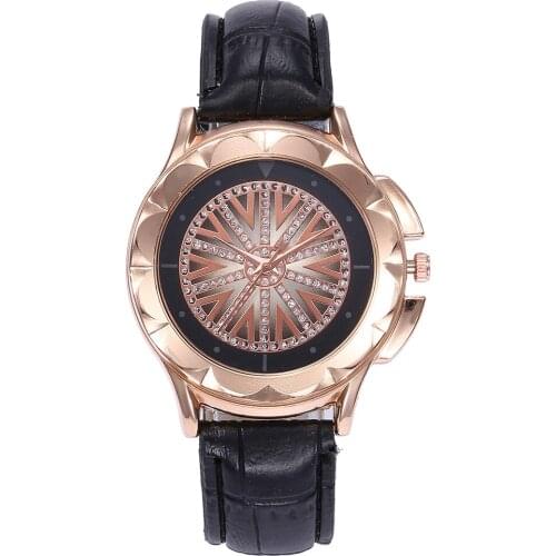 Drop Shipping Fashion Women Rhinestone Wrist Watches Luxury Casual Leather Ladies Quartz Watches Relogio Feminino