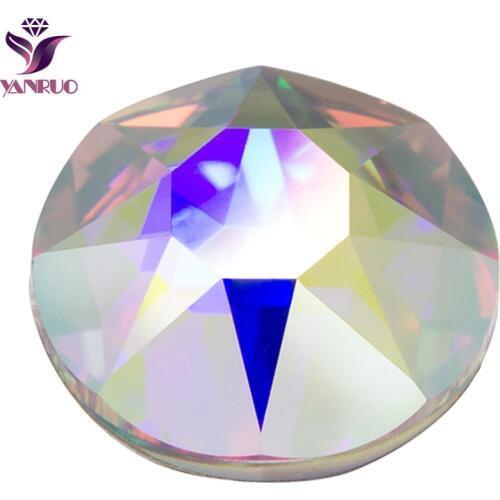 YANRUO 2088 Non HotFix Rhinestones Clear White AB Glass Stones 8 big+8 Small Flatback Glass Rhinestones Strass