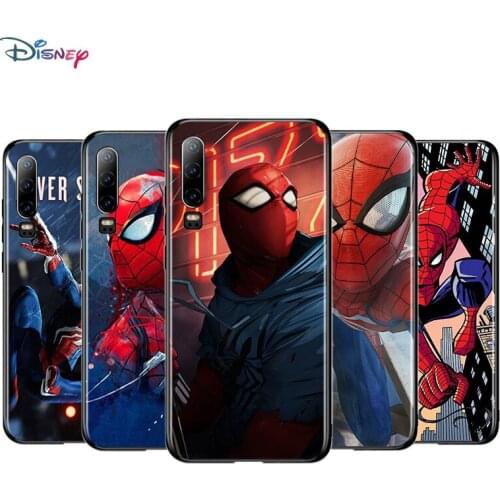 Marvel Super Hero Avengers Spider-Man For Huawei P50 P40 P30 P20 P10 P9 P8 Lite E Mini Pro Plus 5G TPU Silicone Black Phone Case