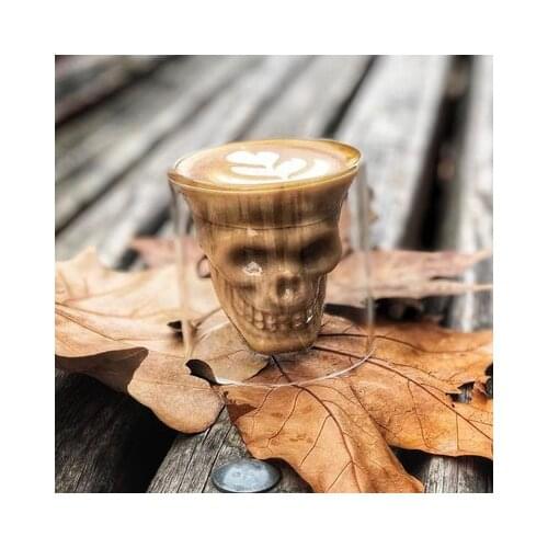 Skull Wine Glass Mug Latte Coffee Whiskey Transparent Glass Cup Vodka Drinking Bar Club Wine Glass