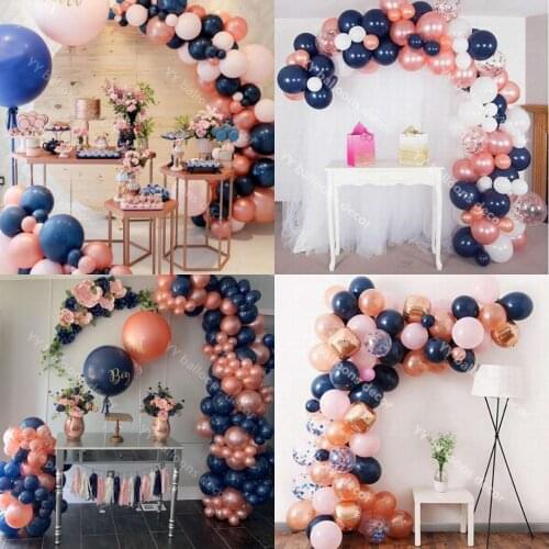Balloon Garland Kit Arch Confetti Balloon DIY Global Rose Gold Navy Blue Wedding Bridal Shower Gender Birthday Year Party Decor