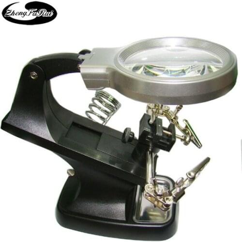 Auxiliary Clip with Light Led Magnifying Glass 7023b Educational and School Supplies Multifunctional Magnifying Glass