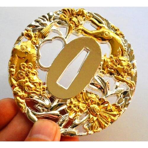 High Quality Alloy Tsuba Guard For Japanese Sword Samurai Katana W Flower Lion Beautiful