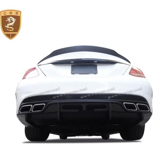 CSSYL High Quality Real Carbon Fiber Rear Bumper Lip Benz C Class W205 PSM Style Car Accessories for BENZ C63 Rear Diffuser Part