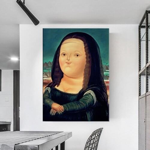 Funny Mona Lisa Modern Minimalist Decorative Painting Hanging Canvas Painting Oil Cuadros Home Decoracion Paris Art Posters