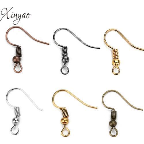 8 Colors 200pcs/lot Fashion Iron Ear Hook Wire Clasp With Bead Charms Earring Hooks Wires Fit DIY Jewelry Making Findings F7