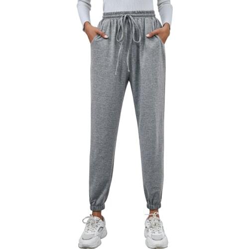 Womens Autumn Winter Casual High-waist Trousers Professional Sport Quick Dry Soft Lace Up Pants Solid Wide Leg Yoga Pants