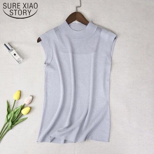 Sexy Top Street Style Tank Tops Knitted Solid Wild Ice Silk Knitting Women Tops Women White 2922 50