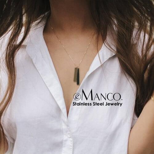 EManco stainless steel Gold ColorNew Fashion Necklace Pendants Short Long Statement Women Colar Gift stainless steel Jewelry