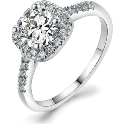 925 Sterling Silver Rings For Women Fashion Jewelry Square Zircon Bride Wedding Ring Engagement Accessories US Size 5-9