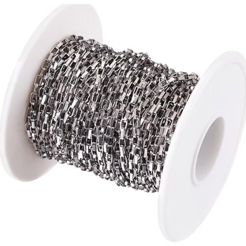 1roll 304 Stainless Steel Venetain Chains Rectangle Unwelded Box Chains for Jewelry DIY Making Decoration Handmade Golden Color