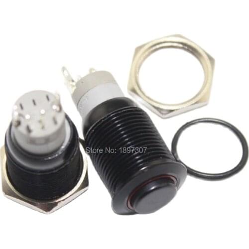 10 pieces 16mm High front head Black Metal Car Anti vandal Switch with RED ring led